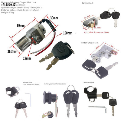 Заключване против кражба Мотоциклет Зарядно устройство Заключване/Заключване на каска/Ключ за запалване/Заден електрически велосипед Скутер Електронен велосипед с 2 ключа