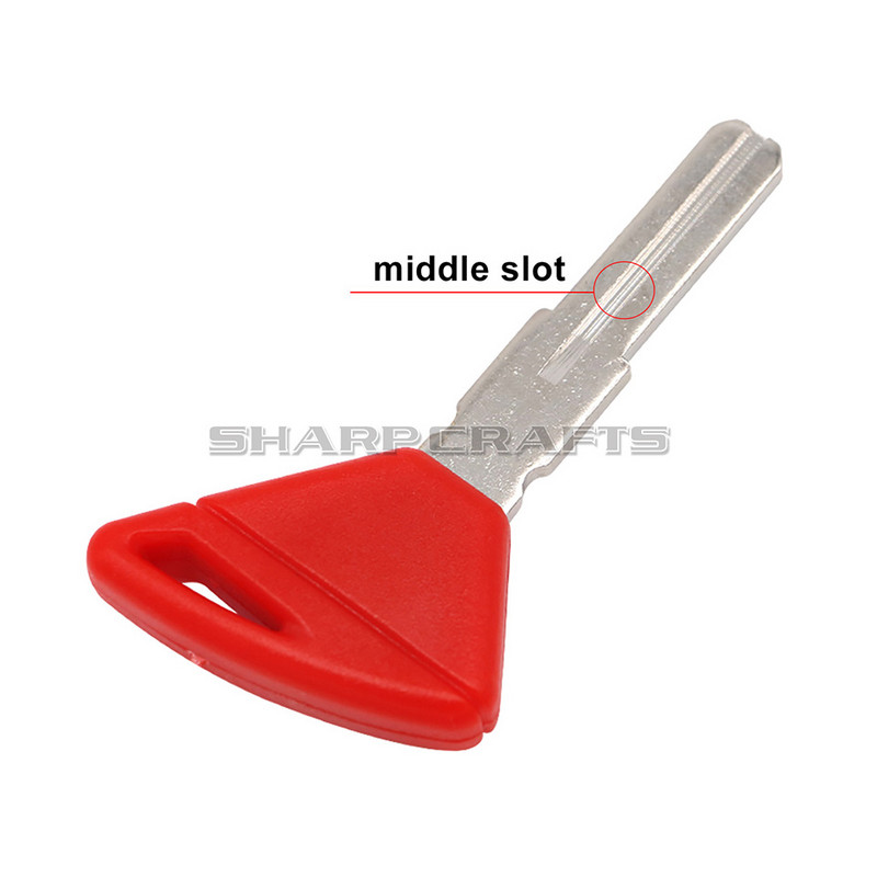 Stredný pravý slot pre motocykel, prázdna čepeľ kľúča, nerezaná čepeľ pre Aprilia Tuono Apulia RSV4 1000 RSV RSV1000 Dorsoduro 750 1200, čierna, červená