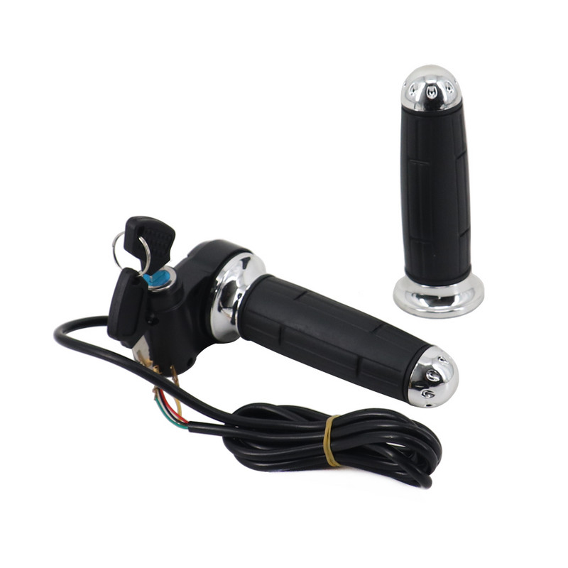 Мотоциклет 25 мм ръкохватки за дръжки Електронни ръкохватки за дросела с ключ за заключване Черен за електрически скутер Harley Citycoco