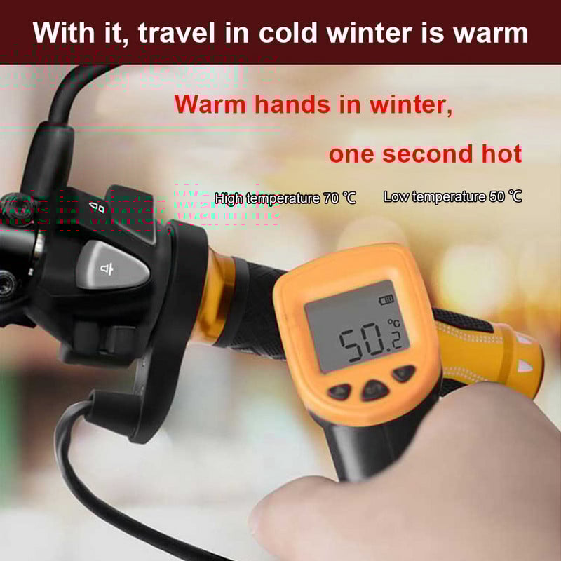 Motorkerékpár kézi fűtött markolat 12V kormány elektromos fűtött fogantyú kézmelegítő állítható forró markolat motorkerékpárokhoz ATV-k robogók