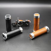 2PC Vintage motocyklové rukoväte Univerzálne hliníkové kožené 22MM riadidlá pre skúter Suzuki Triumph BMW Harley Davidson