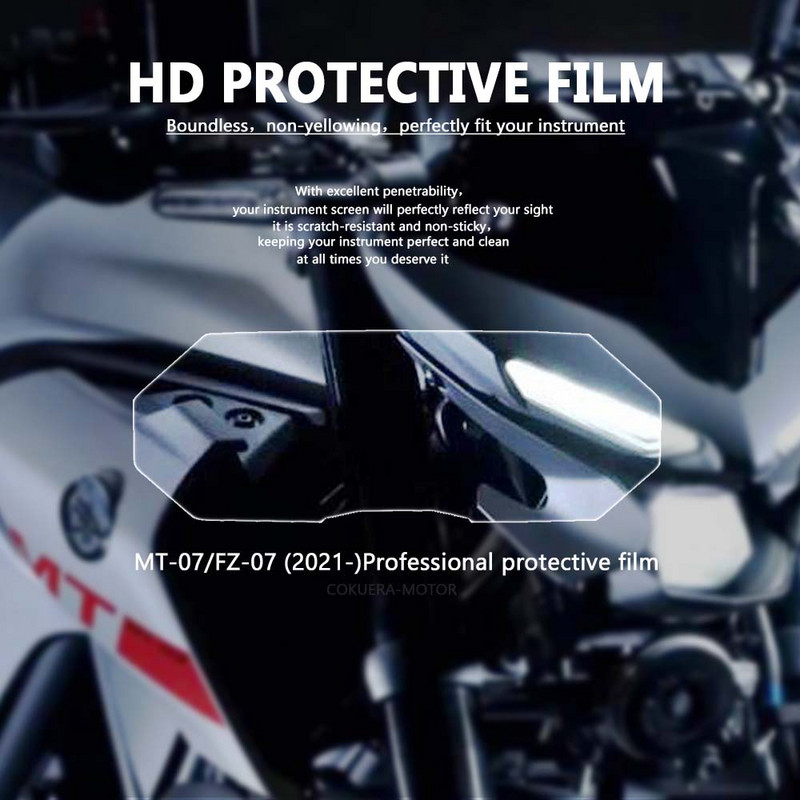 2022 Új, 1 szett fürt karc fürt képernyővédő fólia Yamaha MT-07 FZ-07 2021 készülékhez