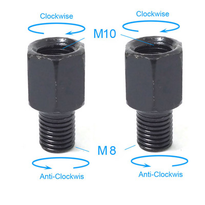 Suporuoti juodi motociklo veidrodžio adapteriai M10 10 mm M8 8 mm galinio vaizdo veidrodžių perskaičiavimo varžtas pagal laikrodžio rodyklę Prieš laikrodį dešinė kairė sriegis