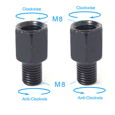 Suporuoti juodi motociklo veidrodžio adapteriai M10 10 mm M8 8 mm galinio vaizdo veidrodžių perskaičiavimo varžtas pagal laikrodžio rodyklę Prieš laikrodį dešinė kairė sriegis