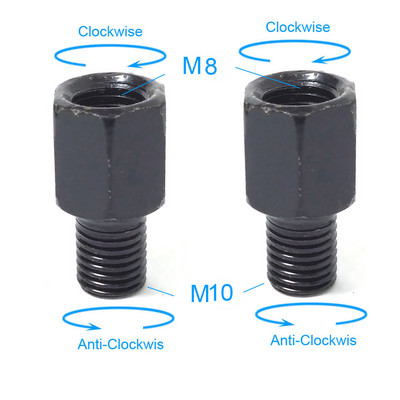 Suporuoti juodi motociklo veidrodžio adapteriai M10 10 mm M8 8 mm galinio vaizdo veidrodžių perskaičiavimo varžtas pagal laikrodžio rodyklę Prieš laikrodį dešinė kairė sriegis