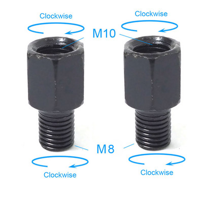 Suporuoti juodi motociklo veidrodžio adapteriai M10 10 mm M8 8 mm galinio vaizdo veidrodžių perskaičiavimo varžtas pagal laikrodžio rodyklę Prieš laikrodį dešinė kairė sriegis