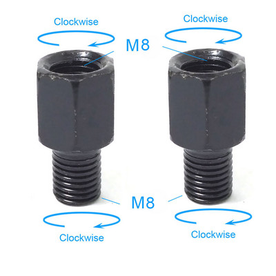 Suporuoti juodi motociklo veidrodžio adapteriai M10 10 mm M8 8 mm galinio vaizdo veidrodžių perskaičiavimo varžtas pagal laikrodžio rodyklę Prieš laikrodį dešinė kairė sriegis