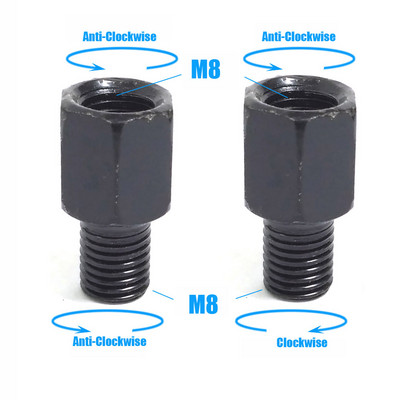 Suporuoti juodi motociklo veidrodžio adapteriai M10 10 mm M8 8 mm galinio vaizdo veidrodžių perskaičiavimo varžtas pagal laikrodžio rodyklę Prieš laikrodį dešinė kairė sriegis