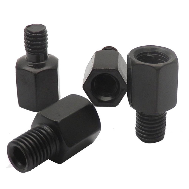 Suporuoti juodi motociklo veidrodžio adapteriai M10 10 mm M8 8 mm galinio vaizdo veidrodžių perskaičiavimo varžtas pagal laikrodžio rodyklę Prieš laikrodį dešinė kairė sriegis