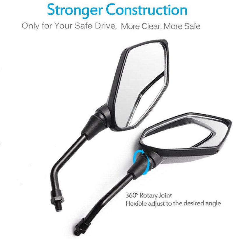 Universalus motociklo išgaubtas galinio vaizdo veidrodis 10 mm varžtas Electrombile ATV galinis šoninis veidrodėlis, skirtas Cruiser Suzuki Honda Victory ir kt.