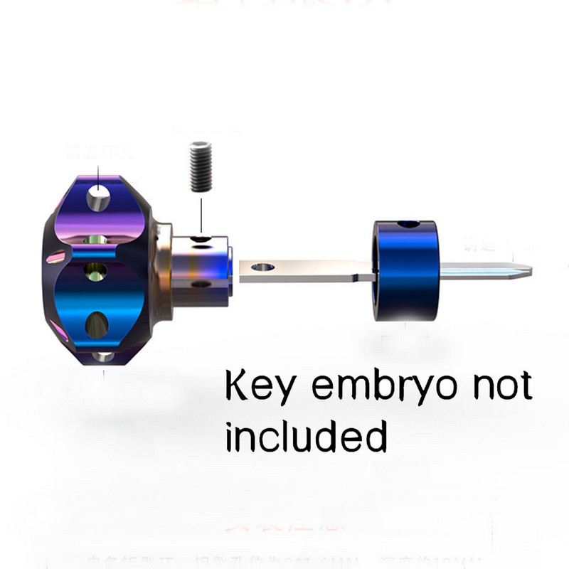 Universaalne alumiiniumsulamist võtmehoidja, modifitseeritud põletatud sinine DIY võtmekate Yamaha mootorratta ATV võtmehoidjale, viisnurkne kuusnurk