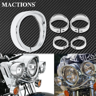 Chrómový krúžok na ozdobu svetlometu pre motocykle 7`` + kryt hmlového svetla 4,5`` + ozdobný krúžok na smerovky v štýle clony pre Harley Softail FLH Touring
