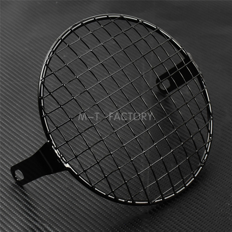 Motorkerékpár 6,3" univerzális Retro fényszóróvédő Vintage Grill Lámpaborítás Fekete Harley Cafe Racer Chopper Bobberhez