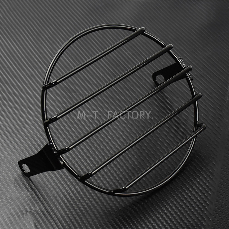 Motorkerékpár 6,3" univerzális Retro fényszóróvédő Vintage Grill Lámpaborítás Fekete Harley Cafe Racer Chopper Bobberhez