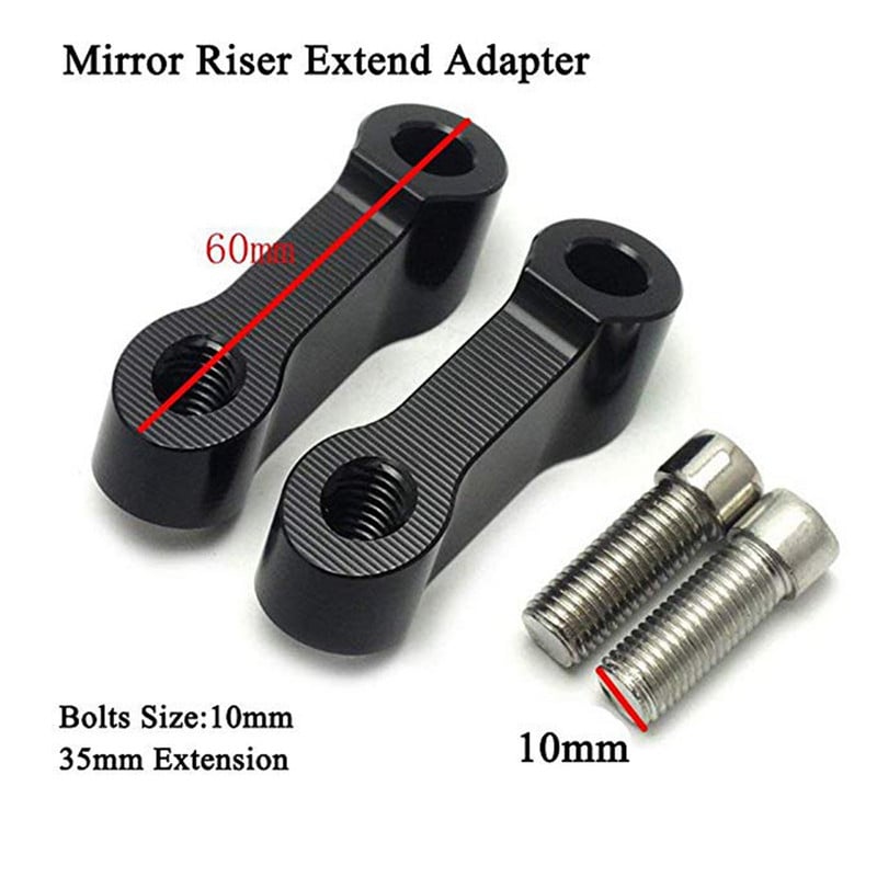 Predĺženie spätných zrkadiel na motocykle, adaptér na predĺženie zrkadiel, adaptéry na predĺženie zrkadiel, príslušenstvo pre základne spätných zrkadiel, čierna