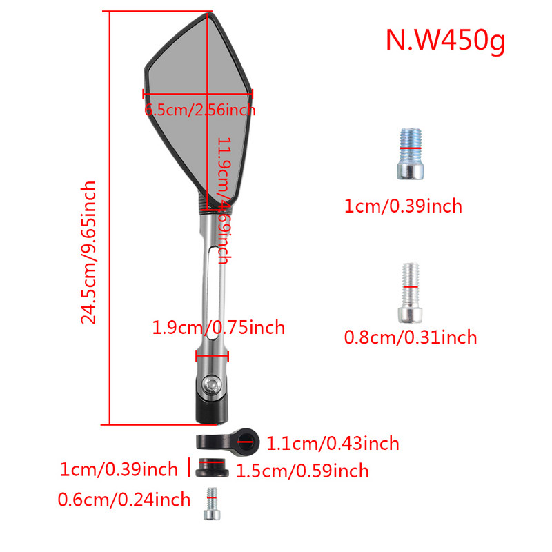 CNC ALUMINIJSKI prilagođeni retrovizor motocikla 8 mm 10 mm za KAWASAKI z750 NINJA250 HONDA R1 R6 FZ6 SUZUKI YAMAHA