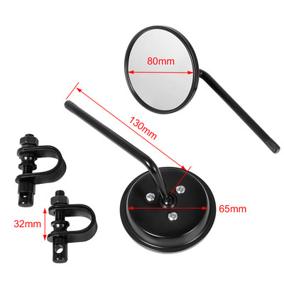 1 pora 22–25 mm motociklo vairo galinio vaizdo veidrodžių, apvalių išgaubtų užsegamų retro, skirtų Harley Honda Chopper Cruiser Cafe Racer