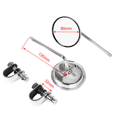 1 pora 22–25 mm motociklo vairo galinio vaizdo veidrodžių, apvalių išgaubtų užsegamų retro, skirtų Harley Honda Chopper Cruiser Cafe Racer