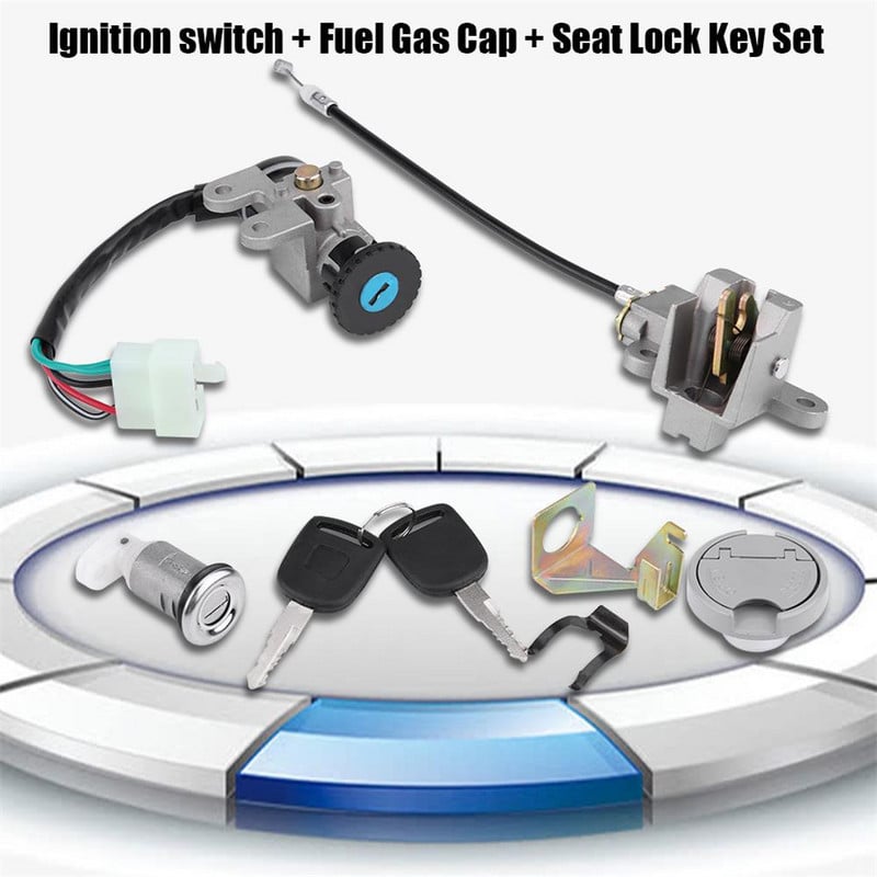 Ключ за заключване на ключ за запалване Комплект капачки за газов резервоар за GY6 50cc Jonway Taotao Roketa скутер мотопед велосипед