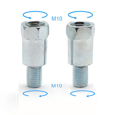 1 paar musta hõbedast mootorratta tagumise peegli adaptereid M10 10 mm päripäeva vastupäeva paremale vasakpoolse keermega Vahetuskruvi