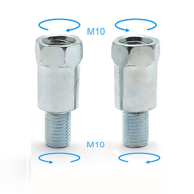 1 paar musta hõbedast mootorratta tagumise peegli adaptereid M10 10 mm päripäeva vastupäeva paremale vasakpoolse keermega Vahetuskruvi
