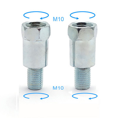 1 paar musta hõbedast mootorratta tagumise peegli adaptereid M10 10 mm päripäeva vastupäeva paremale vasakpoolse keermega Vahetuskruvi