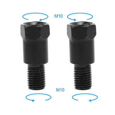 1 paar musta hõbedast mootorratta tagumise peegli adaptereid M10 10 mm päripäeva vastupäeva paremale vasakpoolse keermega Vahetuskruvi