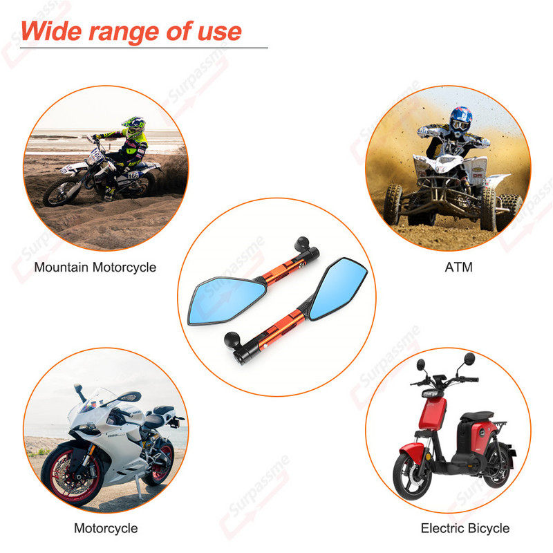 Nastaviteľné spätné zrkadlo na riadidlá motocykla, CNC hliníkové zliatiny, elektrické kolobežky, spätné zrkadlo, bočné zrkadlá, príslušenstvo