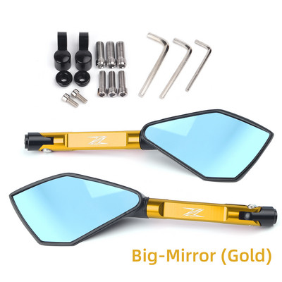 Skirtas kawasaki Z900 Z1000 Z800 Z750 Z650 Z300 Z250 Z125 universalus motociklo veidrodėlis CNC šoninis galinio vaizdo mėlynas veidrodis nuo akinimo