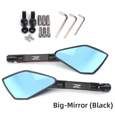 Skirtas kawasaki Z900 Z1000 Z800 Z750 Z650 Z300 Z250 Z125 universalus motociklo veidrodėlis CNC šoninis galinio vaizdo mėlynas veidrodis nuo akinimo