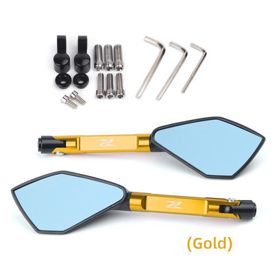 Skirtas kawasaki Z900 Z1000 Z800 Z750 Z650 Z300 Z250 Z125 universalus motociklo veidrodėlis CNC šoninis galinio vaizdo mėlynas veidrodis nuo akinimo