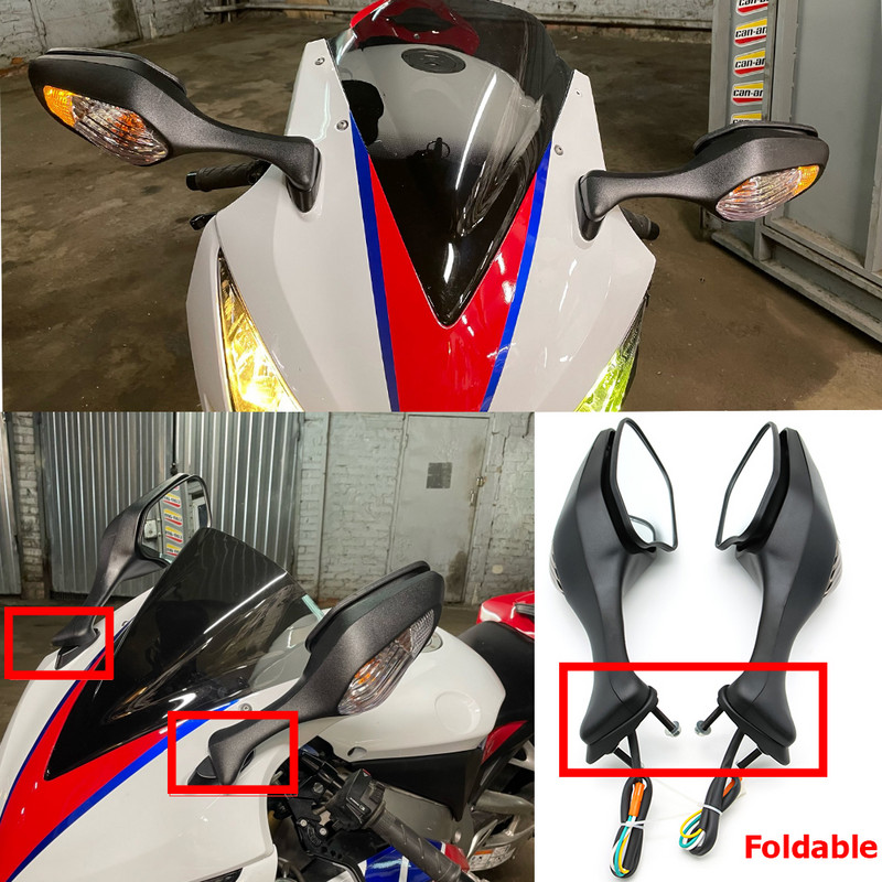 1 pár motocyklových spätných zrkadiel s LED smerovkami, čierne pre Honda CBR1000RR 2008-2013 VFR1200 VFR1200 2010-2012