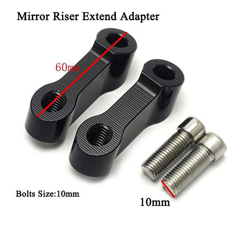 Motociklų galinio vaizdo veidrodžiai prailginimo stovo prailginimo adapteris veidrodžio ilgintuvo adapteriai stovo priedai Galinio vaizdo pagrindo veidrodžiai juodi