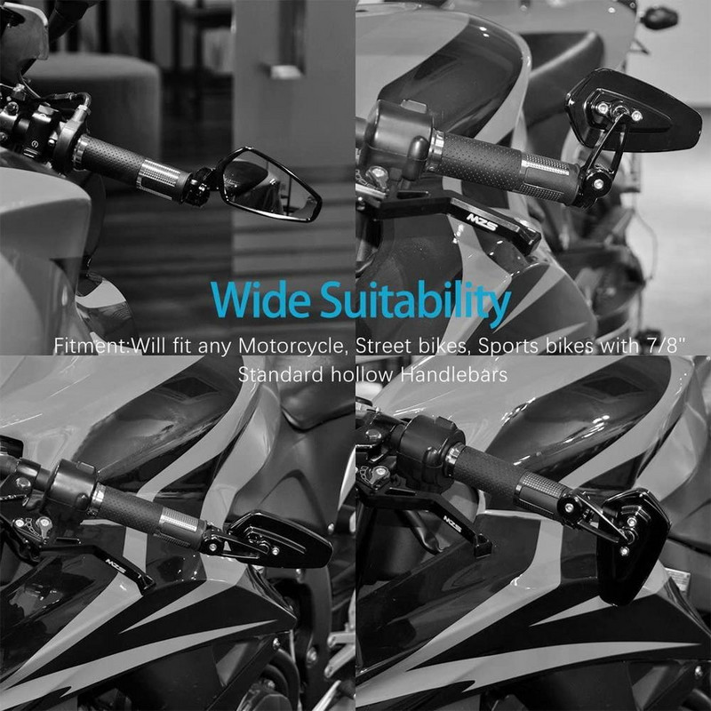 Motociklo veidrodėliai 7/8" 22mm moto vairo galo šoninis galinio vaizdo veidrodėlis Skirtas Kawasaki Z125 pro Z650 Z750 Z800 Z900 Z1000 ER6N ER6