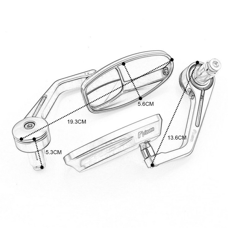 7/8" 22MM puni CNC motociklistički upravljač na kraju stražnje strane retrovizora, plavo konveksno staklo, univerzalno za Yamahu MT07 MT09