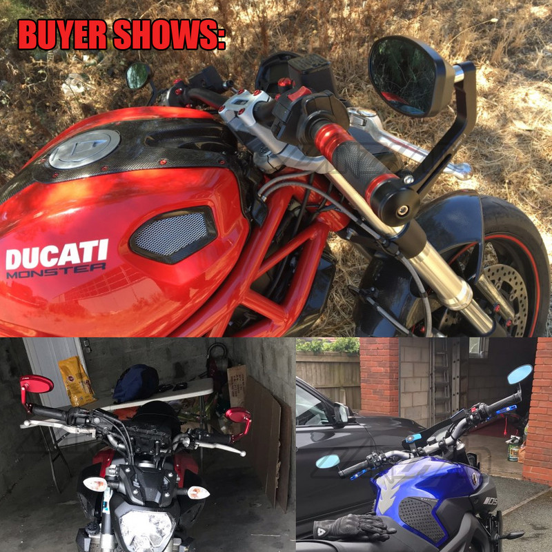 7/8" 22MM puni CNC motociklistički upravljač na kraju stražnje strane retrovizora, plavo konveksno staklo, univerzalno za Yamahu MT07 MT09