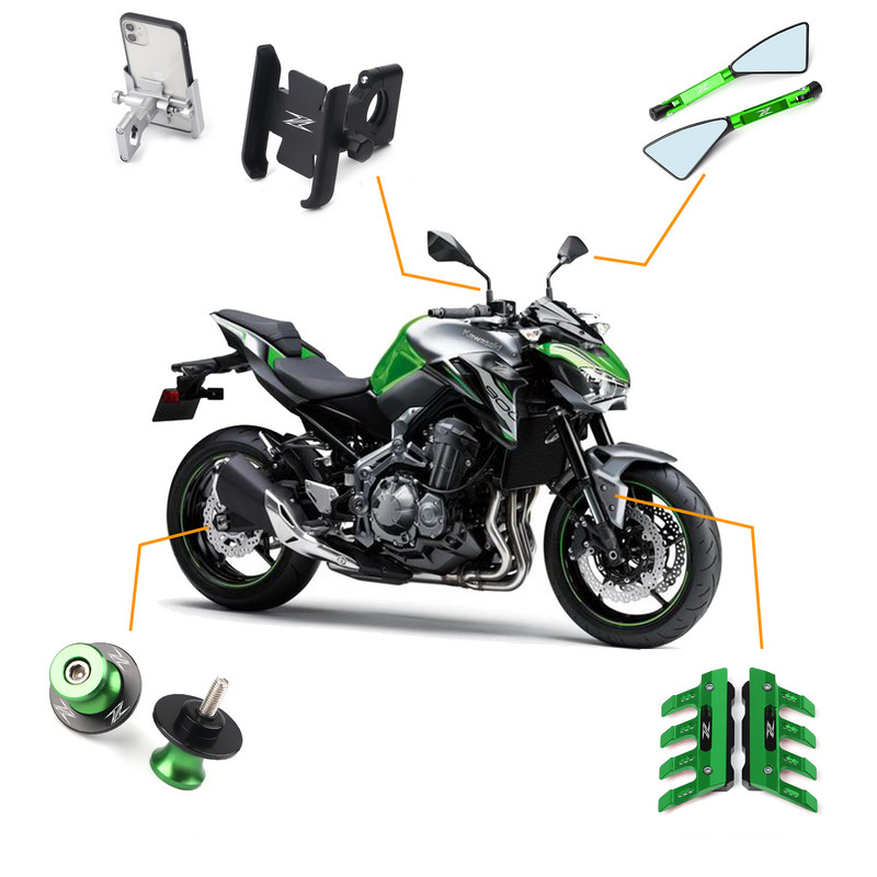 Univerzális motorkerékpár tükör CNC oldalsó visszapillantó Kawasaki Z900 Z1000 Z800 Z750 Z650 Z300 Z250 Z125