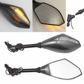 2 X LED posūkių žibintų šoniniai veidrodėliai su LED posūkio signalo indikatoriumi 10 mm motociklo galinio vaizdo veidrodėlis, skirtas Honda Suzuki Yamaha Ducati