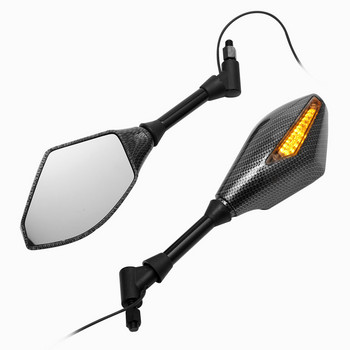 2 X LED мигачи Странични огледала с LED индикатор за мигачи 10 мм Огледало за обратно виждане за мотоциклети за Honda Suzuki Yamaha Ducati