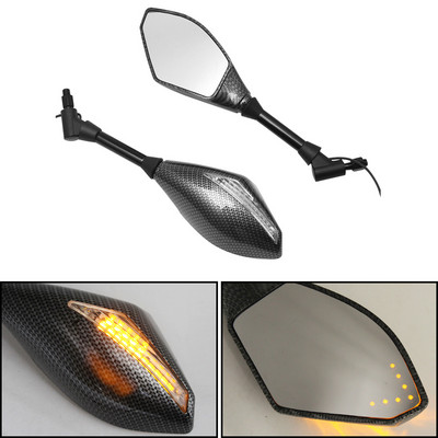 2 X LED posūkių žibintų šoniniai veidrodėliai su LED posūkio signalo indikatoriumi 10 mm motociklo galinio vaizdo veidrodėlis, skirtas Honda Suzuki Yamaha Ducati