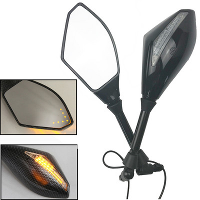 2 X LED posūkių žibintų šoniniai veidrodėliai su LED posūkio signalo indikatoriumi 10 mm motociklo galinio vaizdo veidrodėlis, skirtas Honda Suzuki Yamaha Ducati