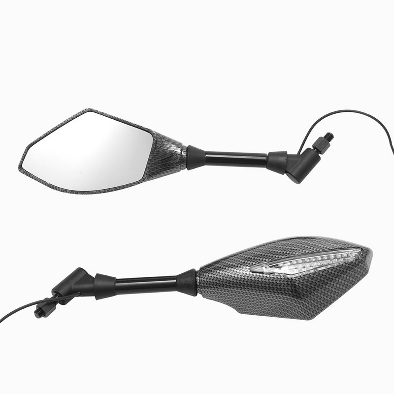 2 X LED posūkių žibintų šoniniai veidrodėliai su LED posūkio signalo indikatoriumi 10 mm motociklo galinio vaizdo veidrodėlis, skirtas Honda Suzuki Yamaha Ducati