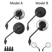 2 vnt Universalus retro reguliuojamas matinis juodas sidabrinis apvalus motociklo galinio vaizdo veidrodėlis motoroleris E-dviračio galinės pusės išgaubtas veidrodis