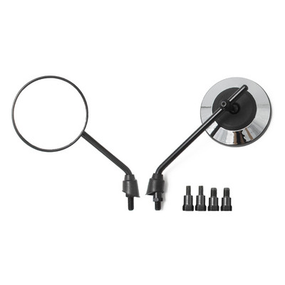 2 vnt Universalus retro reguliuojamas matinis juodas sidabrinis apvalus motociklo galinio vaizdo veidrodėlis motoroleris E-dviračio galinės pusės išgaubtas veidrodis