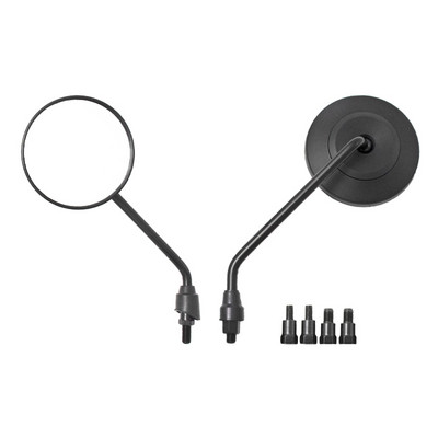 2 vnt Universalus retro reguliuojamas matinis juodas sidabrinis apvalus motociklo galinio vaizdo veidrodėlis motoroleris E-dviračio galinės pusės išgaubtas veidrodis