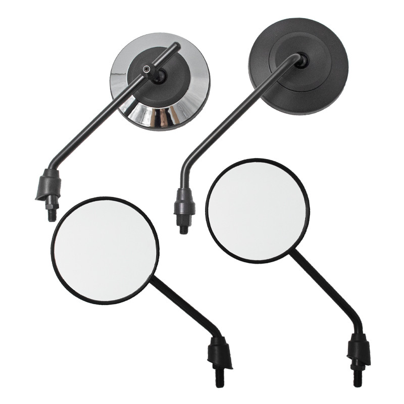 2 vnt Universalus retro reguliuojamas matinis juodas sidabrinis apvalus motociklo galinio vaizdo veidrodėlis motoroleris E-dviračio galinės pusės išgaubtas veidrodis