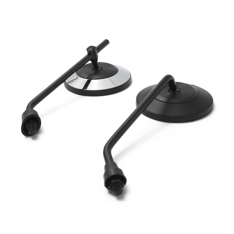 2 vnt Universalus retro reguliuojamas matinis juodas sidabrinis apvalus motociklo galinio vaizdo veidrodėlis motoroleris E-dviračio galinės pusės išgaubtas veidrodis