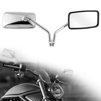 1 ζεύγος καθρέφτες οπισθοπορείας μοτοσικλέτας Universal ορθογώνιοι 10 mm Chrome retrovisor de moto mirror moto Για Honda Scooter E-Bike