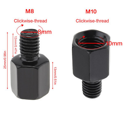 2 buc Adaptor șurub oglindă pentru motocicletă M10 M8 8mm 10mm Conversie filet dreapta stânga șurub pentru oglinda spate motociclete