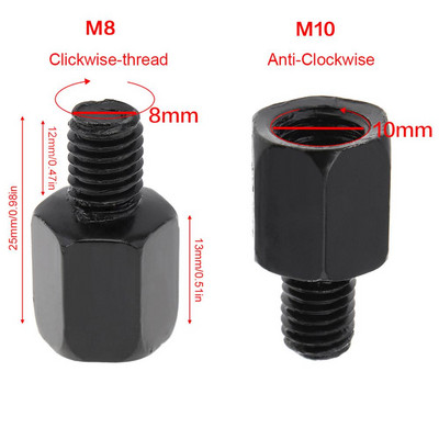2 buc Adaptor șurub oglindă pentru motocicletă M10 M8 8mm 10mm Conversie filet dreapta stânga șurub pentru oglinda spate motociclete